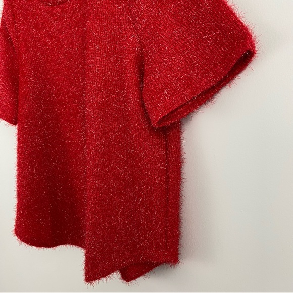 Rain Red Short-Sleeved Sparkle Textured Sweater - Picture 3 of 5
